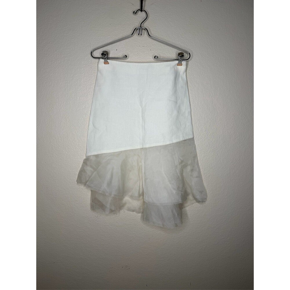 For Joseph designer White Linen Organza Skirt Sz 34 luxury coastal US 2